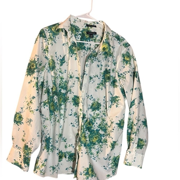 Lands End supina no iron Womens Blouse Floral Long Sleeve Button up Top Sz 22W - Picture 1 of 9